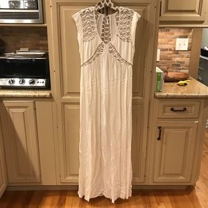 Free people white maxi dress with crochet cutouts